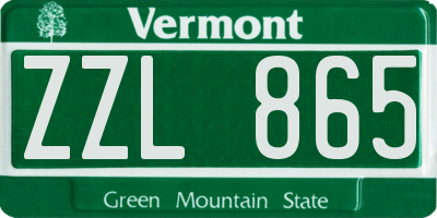 VT license plate ZZL865