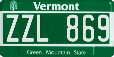 VT license plate ZZL869