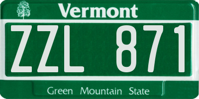 VT license plate ZZL871