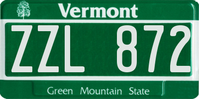 VT license plate ZZL872