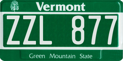 VT license plate ZZL877