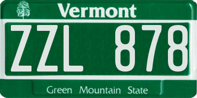 VT license plate ZZL878
