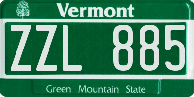 VT license plate ZZL885