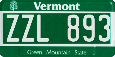 VT license plate ZZL893