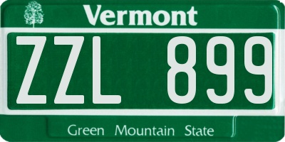 VT license plate ZZL899