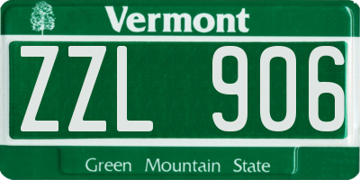 VT license plate ZZL906