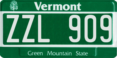 VT license plate ZZL909