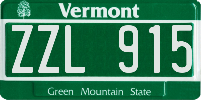 VT license plate ZZL915