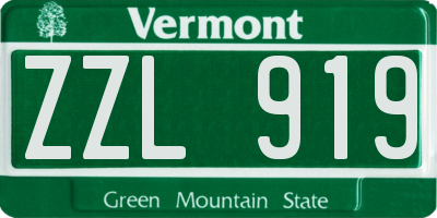 VT license plate ZZL919