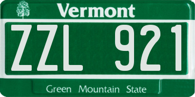 VT license plate ZZL921