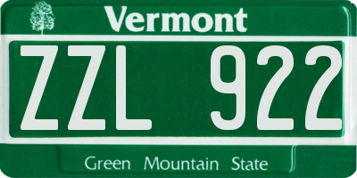 VT license plate ZZL922