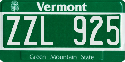VT license plate ZZL925