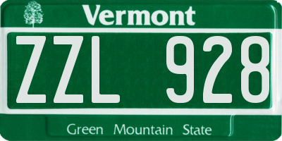 VT license plate ZZL928