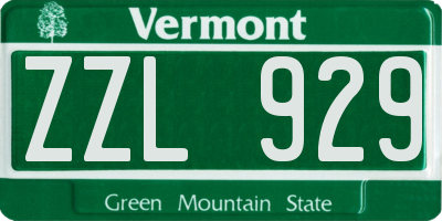 VT license plate ZZL929