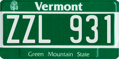VT license plate ZZL931