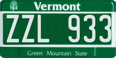 VT license plate ZZL933