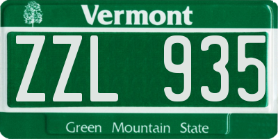 VT license plate ZZL935