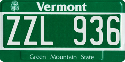 VT license plate ZZL936