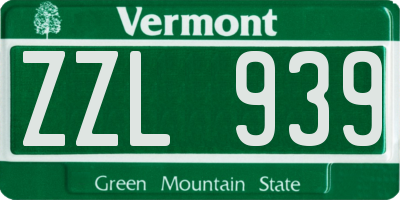 VT license plate ZZL939