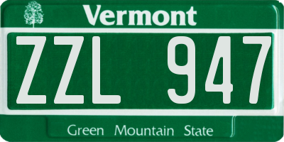 VT license plate ZZL947