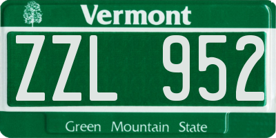 VT license plate ZZL952