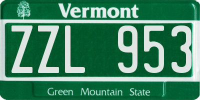 VT license plate ZZL953