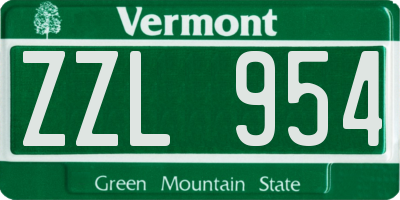 VT license plate ZZL954