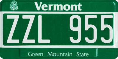 VT license plate ZZL955