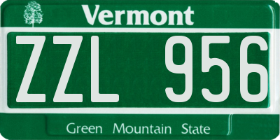 VT license plate ZZL956