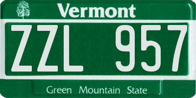 VT license plate ZZL957