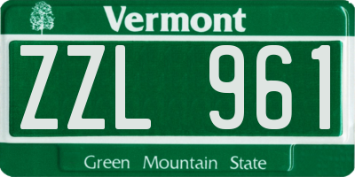 VT license plate ZZL961
