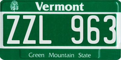 VT license plate ZZL963