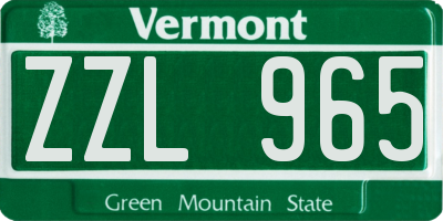 VT license plate ZZL965