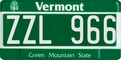 VT license plate ZZL966