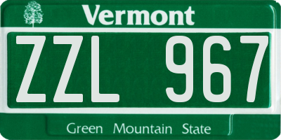 VT license plate ZZL967