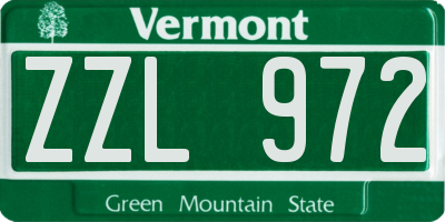 VT license plate ZZL972