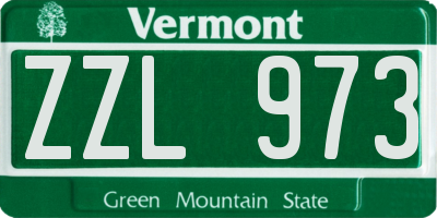 VT license plate ZZL973