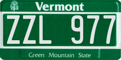 VT license plate ZZL977