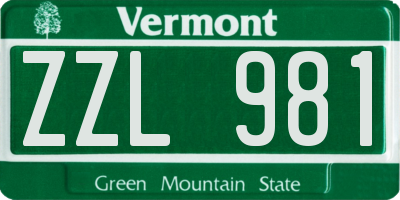 VT license plate ZZL981