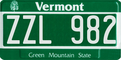 VT license plate ZZL982