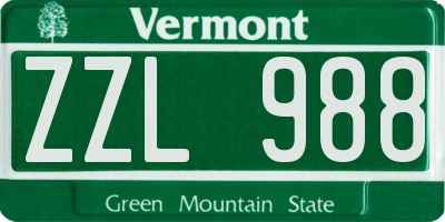 VT license plate ZZL988