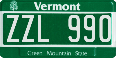 VT license plate ZZL990