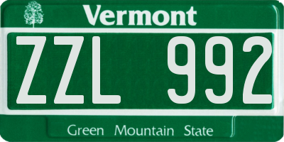 VT license plate ZZL992