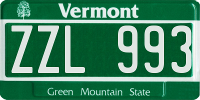 VT license plate ZZL993