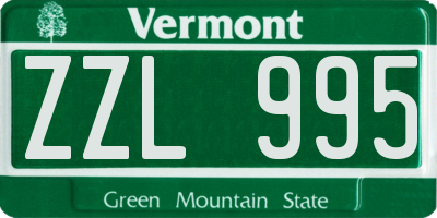 VT license plate ZZL995