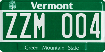 VT license plate ZZM004