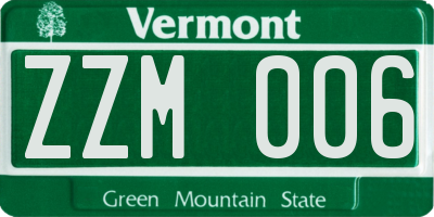 VT license plate ZZM006