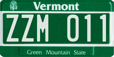 VT license plate ZZM011