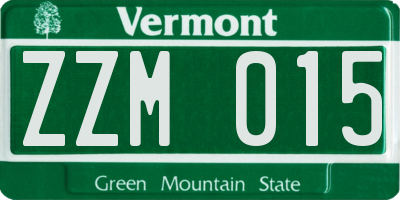 VT license plate ZZM015