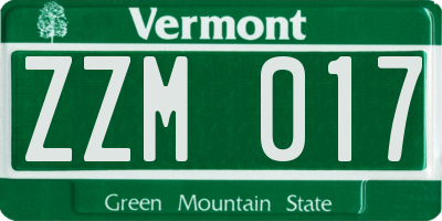 VT license plate ZZM017